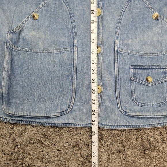 Orvis Vintage Size S Denim Vest Blue Jean Med. Wash Vest Buttons Inside Pockets - Picture 8 of 8